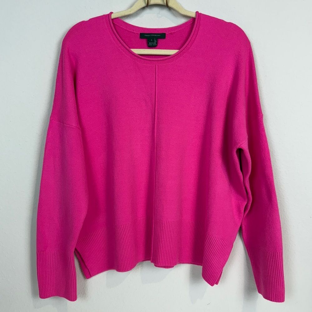 French Connection Hot Pink Fuchsia Scoop Neck Long-Sleeved Sweater L